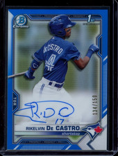 2021 1st Bowman Chrome ~ Rikelvin De Castro ~ Blue Refractor /150 ~ Auto