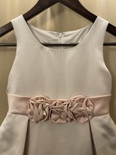 Sweet Beginnings Jordan Flower Girl DRESS 6 Ivory white pink Satin Sleeveless