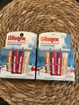 Blistex Holiday Lip Balm 8pc Set Sugar Cookie+Candy Cane+Vanilla Toffee 2 Box