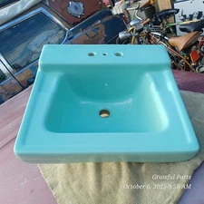 1950's 20x18 Mid Century Turquoise Wall Sink Standard T6 🇺🇸  McM Bathroom Sink