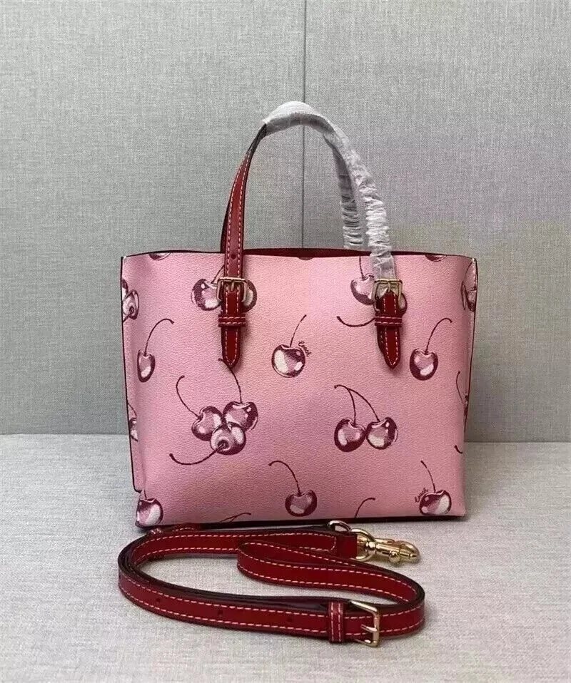 Bolso de Hombro Mollie Tote 25 Rosa Cereza 2 Vías Lona Cuero CR293 Foto 3 de 4
