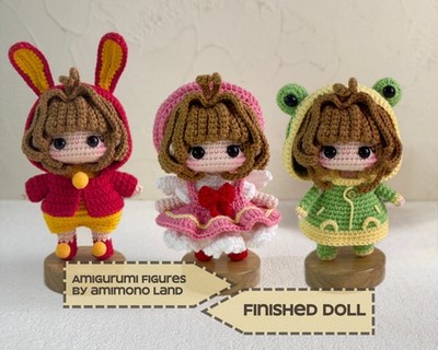 Handmade Amigurumi Crochet Doll Boy & Girl in Fantasy Costume Standing Figure
