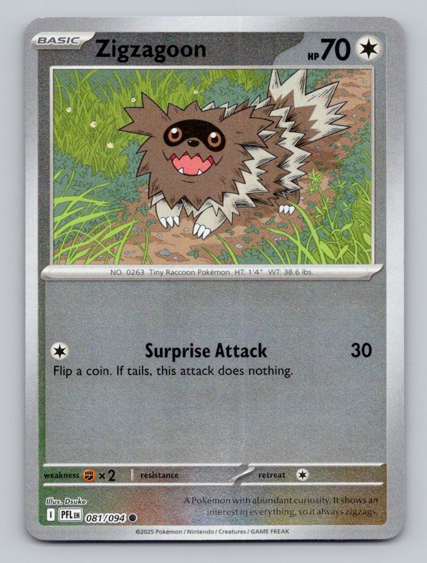 Reverse Holo Zigzagoon 081/094 Common Phantasmal Flames Pokemon