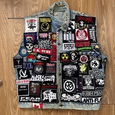Vintage Punk Metal Battle Vest – 50+ Band Patches Nirvana Misfits Pantera
