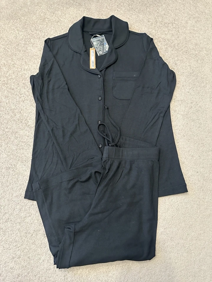 New 100% authentic RRP £120 X Small - Skims Ribbed Soft Lounge Sleep Set - Black - Image 3 of 4