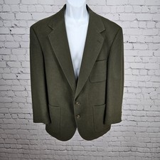 VTG Evan Picone Green 100 Wool 2 Button Ventless Blazer Sport Coat USA 42R