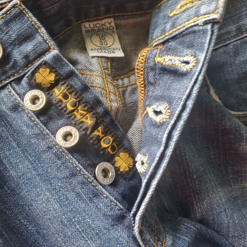 VTG Lucky Brand by Gene Montesano Button Fly Dungarees Women’s Sz 10/30 Y2K - Afbeelding 20 van 20