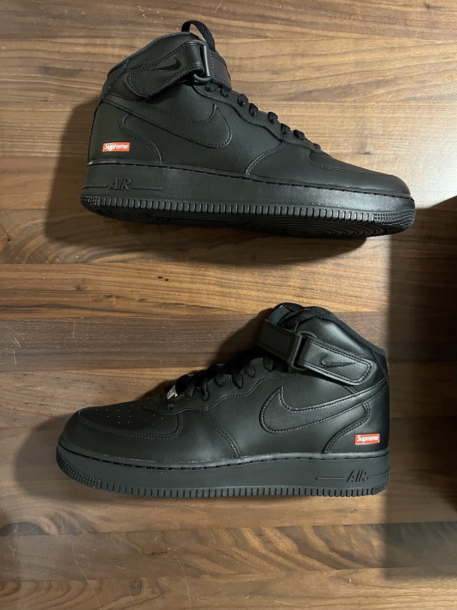 SUPREME X NIKE AIR FORCE 1 AF1 MID 'BOX LOGO - TRIPLE BLACK SUPREME X NIKE AIR FORCE 1 AF1 MID 'BOX LOGO - TRIPLE BLACK