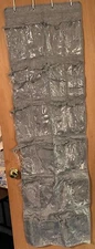 Shoe Door-Hanging Organizer, Gray and Clear Plastic, 24 Pockets