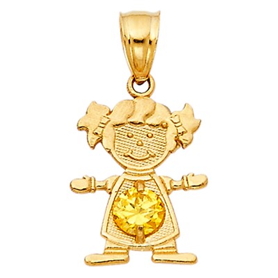 14K Gelbgold November Geburtsstein Zirkonia Mädchen Anhänger