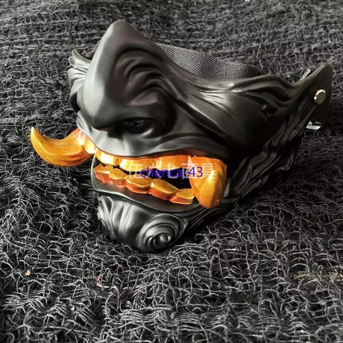 Resin Prajna Devil Hannya Noh Kabuki Demon Half Face Mask Halloween Cosplay Prop - Picture 5 of 14