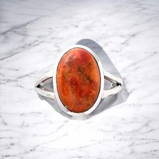 Sponge Coral Solid 925 Sterling Silver Ring 7