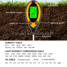 1 PIEZA 4 en 1 LCD Suelo Humedad Temperatura Luz Solar PH Probador Medidor