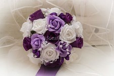 Wedding Flowers Bridesmaid Bouquet in cadbury Purple Lilac and Ivory