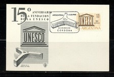 Z390 Argentine 1962 UNESCO 15E Anniversaire Carte Maximum