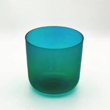 6 inch F Note Heart Chakra Tone Turquoise Color Clear Crystal Singing Bowl