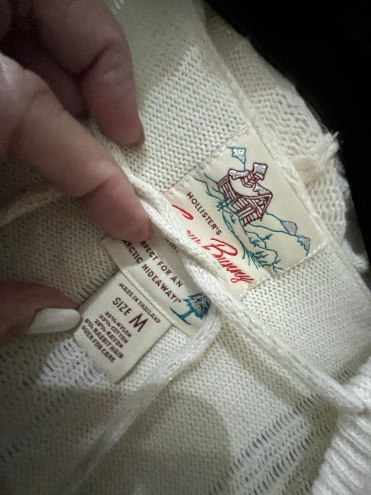 OFF WHITE FELPA CON CAPPUCCIO COACHELLA MAGLIA MORBIDA AVORIO SCOLLO A V HOLLISTER BETTY M NUOVA CON ETICHETTE