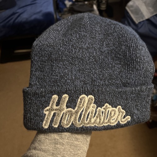 Hollister Beanie Hat Blue and Grey New 