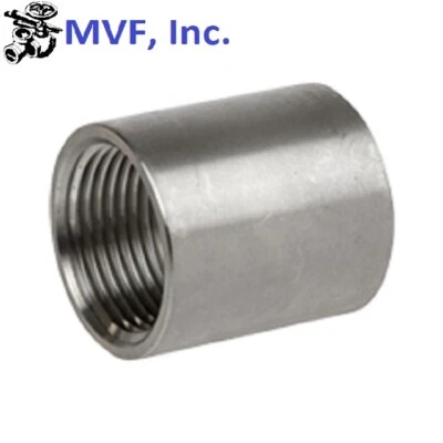 MVF, INC. 1-1/4" 150 Female (NPT) Full Coupling 304 Stainless Steel Coupler SS050741304