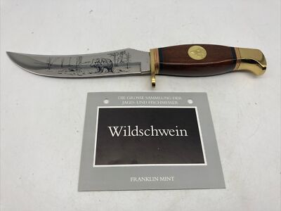 17927/ Franklin Mint 1989 Jagdmesser Wildschwein Jagd- und Fischmesser