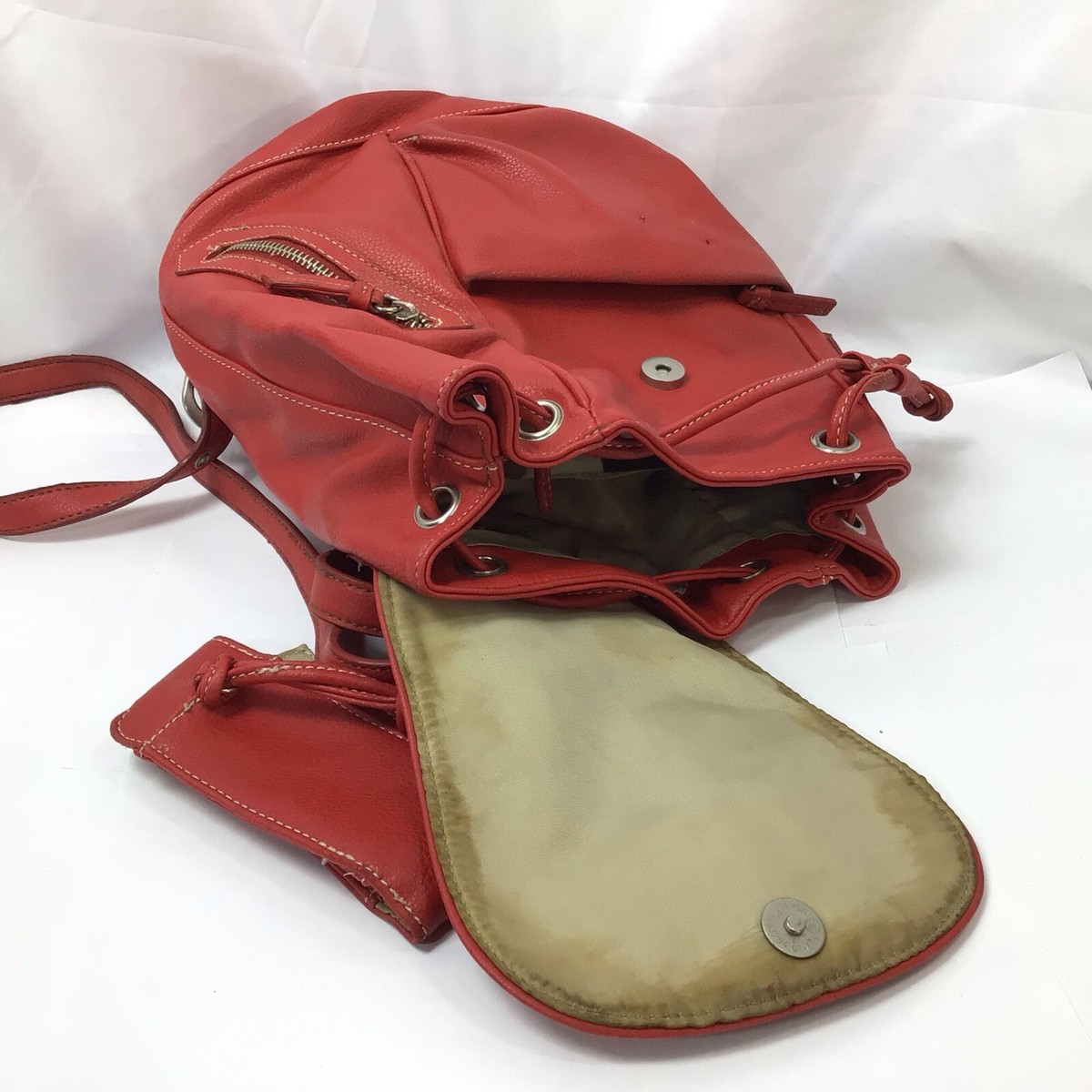 Nine West Red Quilted Backpack Nine West Backpack Dark Red Faux Leather Rucksack Handbag  main image 2