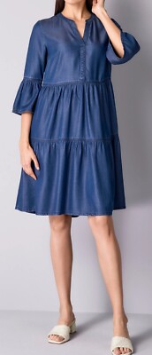 Alba Moda Kleid Freizeitkleid Jeanskleid Lyocell Jeansblau 40