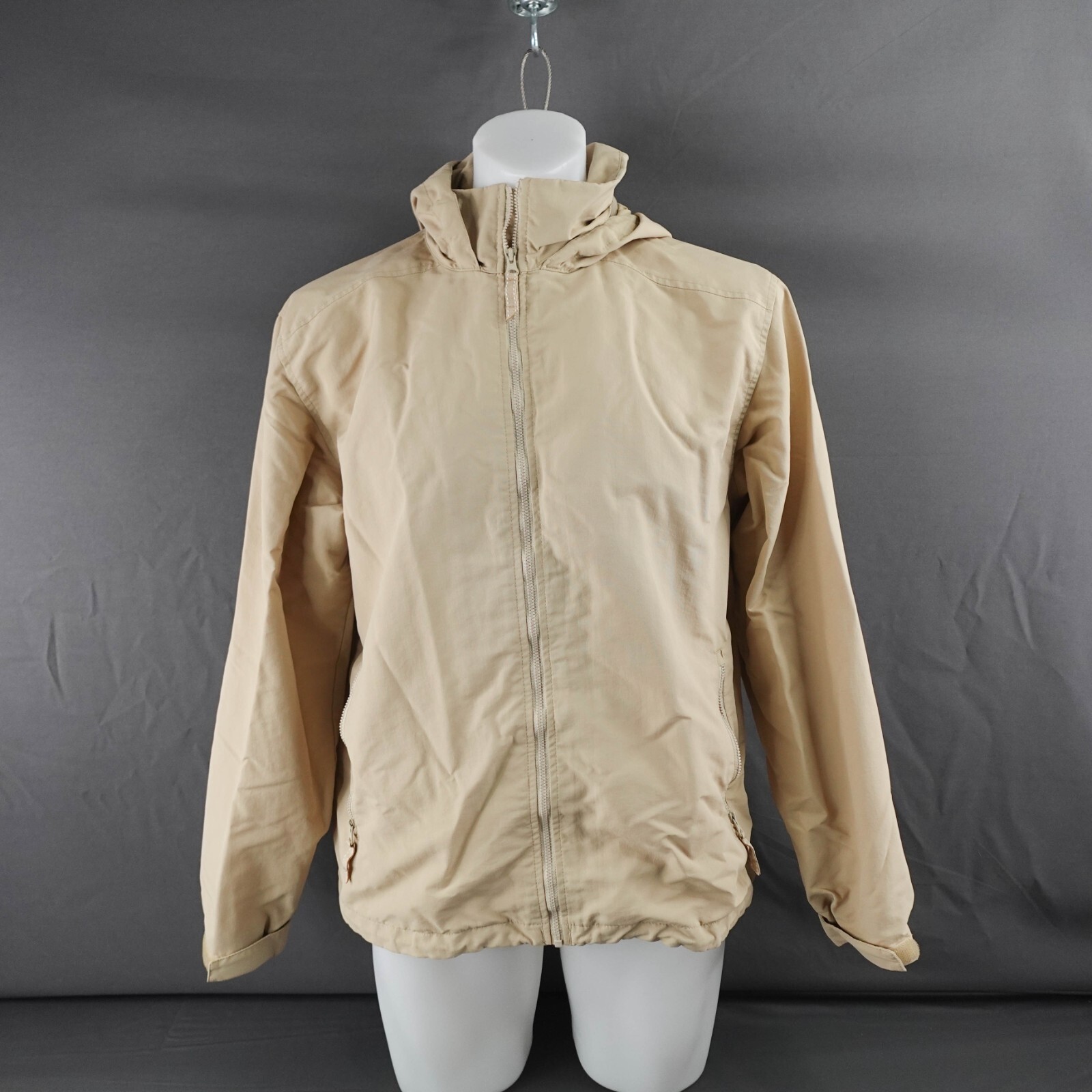 Lands End Mens Jacket Medium Tan Vented Windbreaker Mesh Lined Outdoors