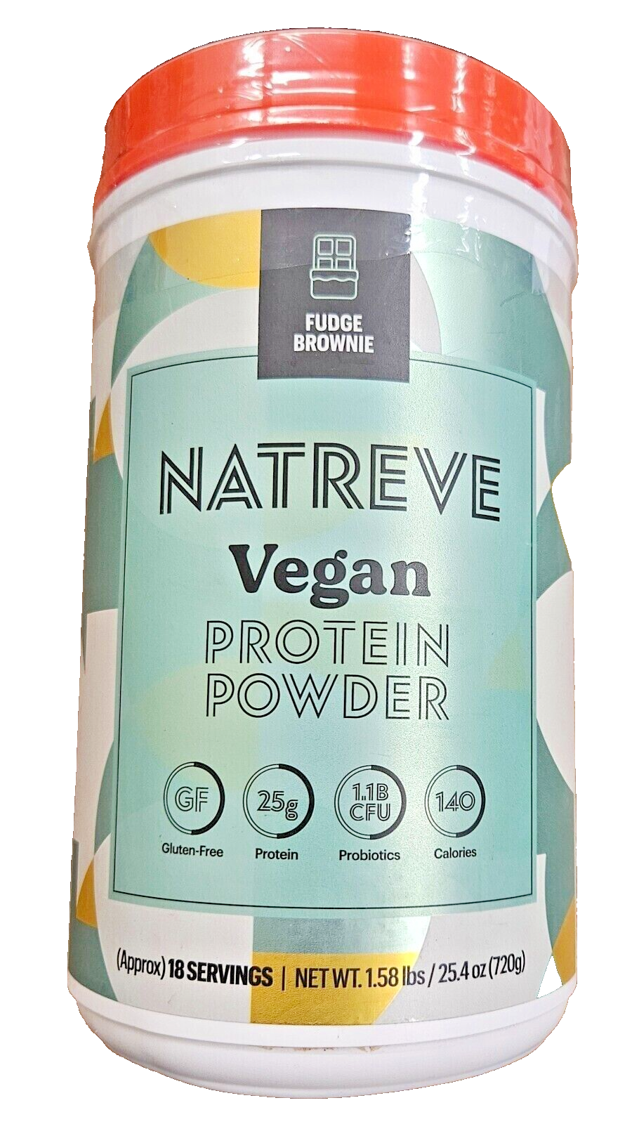 Natreve Vegan Protein Powder Gluten Free Fudge Brownie 1.58 lbs EXP 03/