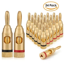 WGGE WG-3334 24k Gold Plated Banana Plugs (Open Screw Type) (12 Pairs)
