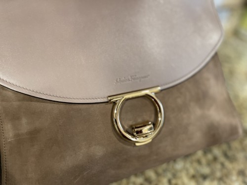 SALVATORE FERRAGAMO Medium MARGOT Top handle NUBUCK Satchel Store Display Bag - Picture 2 of 16