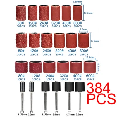 E-HOMEBESTBUY 384PCS Drum Sanding Kit For Nail Drill Bits Dremel Accessories Rotary Tool New