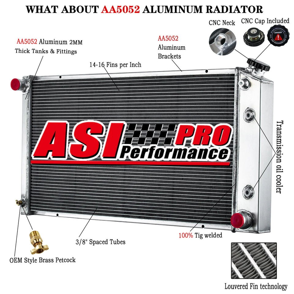 3 Row Radiator For 1977-92,84 Cadillac Brougham Pontiac DeVille Fleetwood Buick - Image 2 of 4