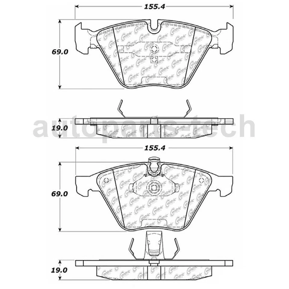 Juego de 2 pastillas de freno de disco delanteras traseras Centric Parts para BMW 528i 2008 2009 2010 Foto 3 de 4