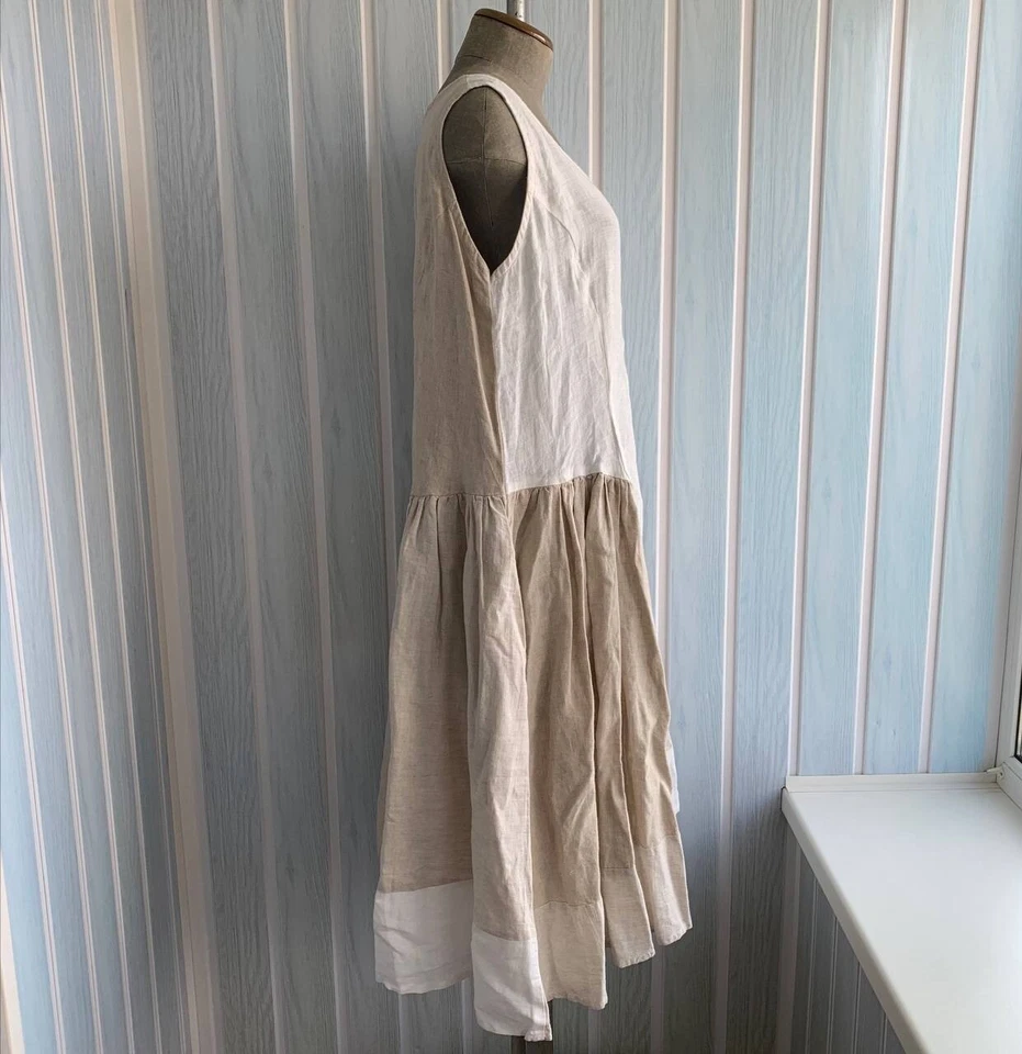 Cocon.commerz by Privatsachen Pleated Linen Sleeveless Fit & Flare Long Dress - Image 3 of 4