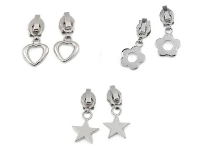 Zipper 5/10 Stück f. endlos Regenbogen Reißverschluss 5mm Stern Herz Blume