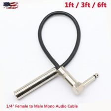 1ft /3ft /6ft 6.35mm Female to 1/4" Male Right-Angle Mono Audio Extension Cable