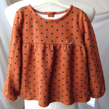CARTER'S GIRLS DRESS BROWN/BLACK POLKA DOT LONG SLEEVE SOFT FLEECE LINED 5T/5A