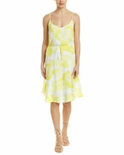 Cupcakes And Cashmere Dayen Shift Dress MEDIUM Asymmetrical Hem Yellow Floral
