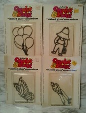 4 NOS Make It Bake It Stained Glass Suncatchers GOLFER FARMER BUTTERFLY BALOONS