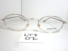 Vtg 80s Tortoise Gold Round Eyeglass Frame B1-SS026 Stainless Steel LTP-02 