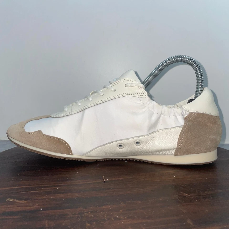 Tory Burch Mujer 9.5M Zapatilla Nylon Cuero de becerro Blanco Marfil Cerbiatto 100 Zapatos Foto 2 de 4