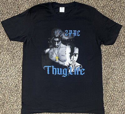 Vintage 2pac Tupac Shakur Thug Life T-Shirt L Hip Hop Rap Black Yazbek Dead Stoc