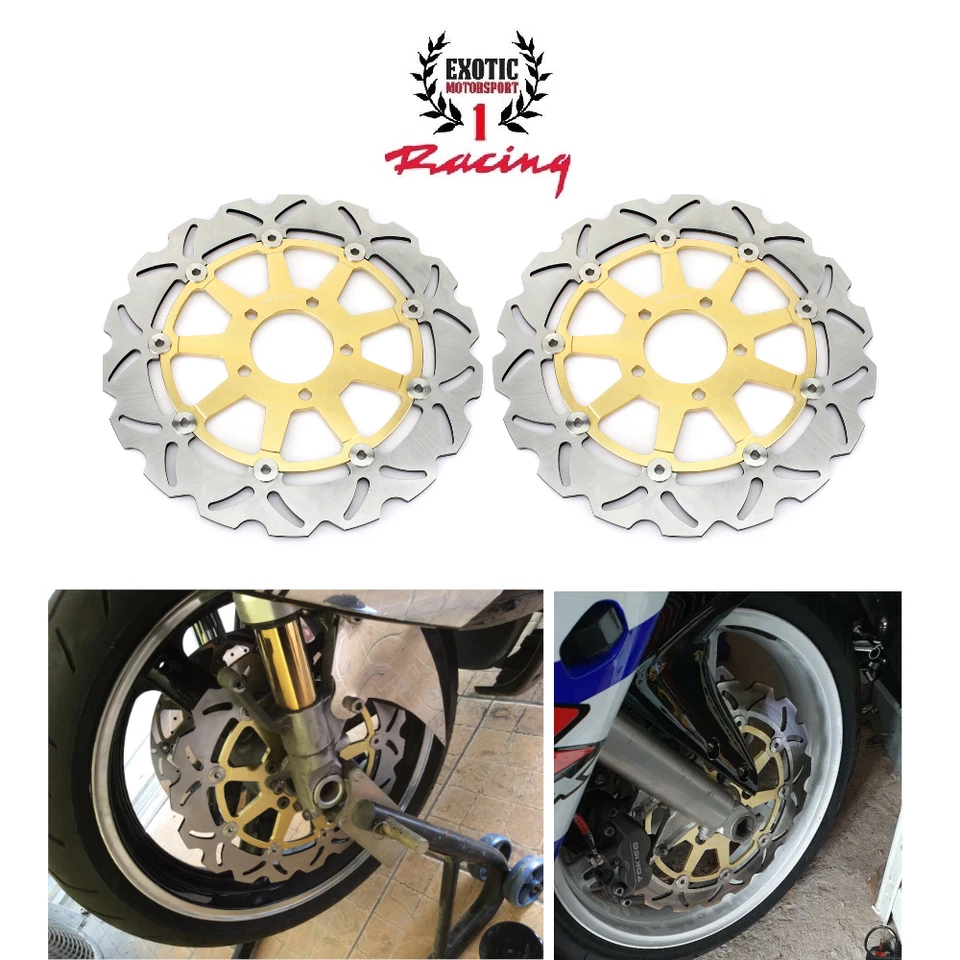 Front Brake Disc Rotors Set For Suzuki Hayabusa 1300 1999-2007 Gold - Image 2 of 3