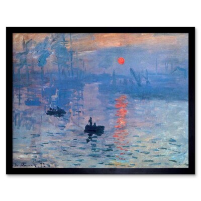 Claude Monet Impression Sunrise Old Master Painting 12X16 Inch Framed Art Print