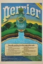 Perrier 1979 Print Ad "Naturally Sparkling from the Center of the Earth" Groovy!