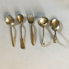 Lot of 5 Assorted Vintage Silverplate Baby Youth Forks Spoons