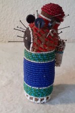 RARE INDIGENOUS NATIVE AMERICAN BEADED PIN CUSHION FIGURE WITH BABY