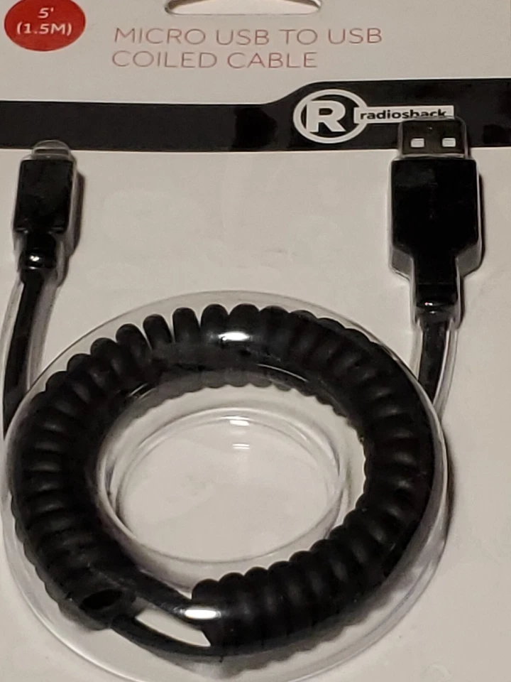 New Radioshack Micro USB To USB Coiled Charging & Sync Cable 5' 1.5 M - Image 3 of 4