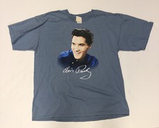 Vtg 90s Elvis Presley Graceland T Shirt XL Light Blue Graphic 1999 Cotton EUC