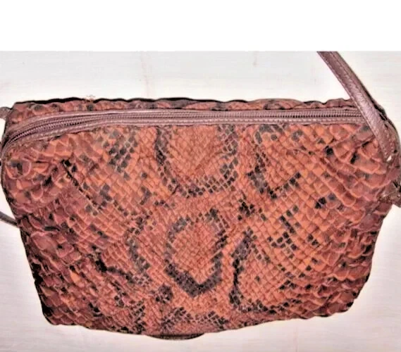 Borsa Bottega Veneta con bordo in pelle marrone stampa animalier doppie cinghie X corpo *RARA*